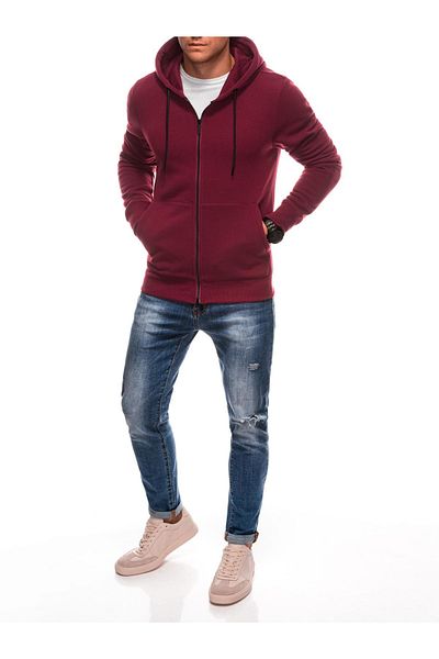 Edoti Men's zip-up hoodie BASIC EM-SSBZ-0101 Bordeaux