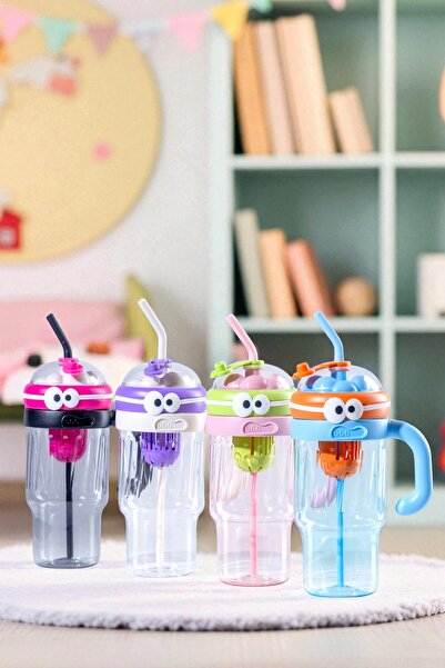 Nandy Home Bubble Model Water Bottle with Straw and Handle, Cleaner and Silicone Straw Tip Gift