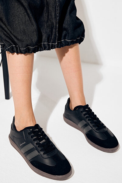 PowerSpeed Unisex Siyah Füme Termo Taban Yanı Şeritli Bağcıklı Spor Ayakkabı