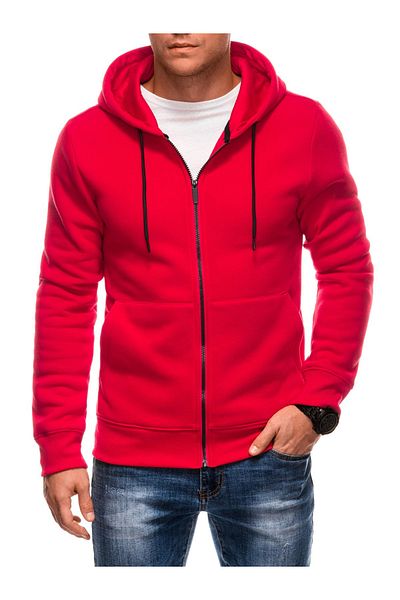 Edoti Men's zip-up hoodie BASIC EM-SSBZ-0101 Red