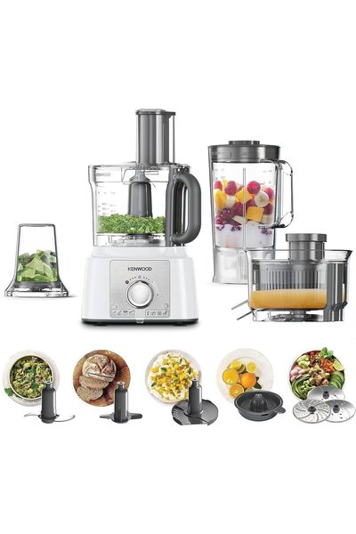 Kenwood Food Processor 1000W Multi-Functional With 3 Stainless Steel Disks, Blender, Grinder Mill, J