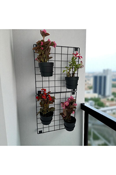 decorelax 2'li 33x33 Dekoratif Hasır Tel Duvar Paneli 4 saksılı