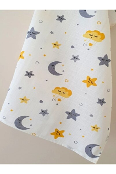 miço kids Baby Muslin Diaper 80X90 - Sleeping Themed Moon, Star, Cloud Patterned