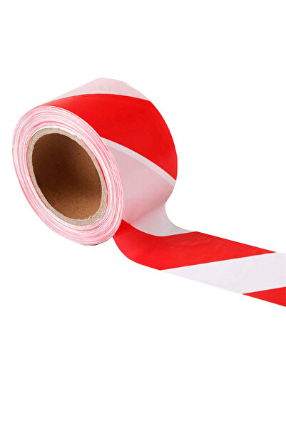 TopSoon Bandă de avertizare, polietilenă, alb/roșu, 70 mm x 200 m