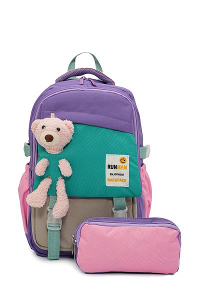 eBavul Plush Teddy Bear Detailed Girl's Primary School Bag Set
