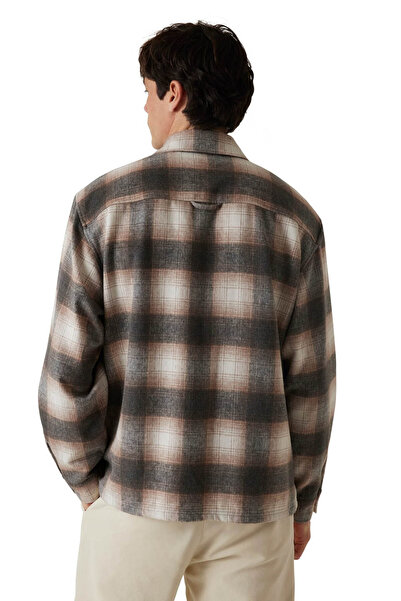 Guess Erkek Ekose Desenli Çift Cepli Relaxed Fit Gömlek - Bej