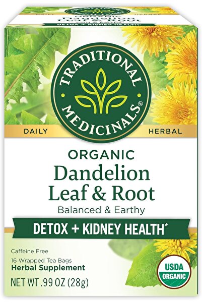 TRADITIONAL MEDICINALS شاي جذر وأوراق الهندباء، 16 كيسًا من الأدوية التقليدية