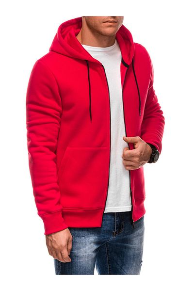 Edoti Men's zip-up hoodie BASIC EM-SSBZ-0101 Red