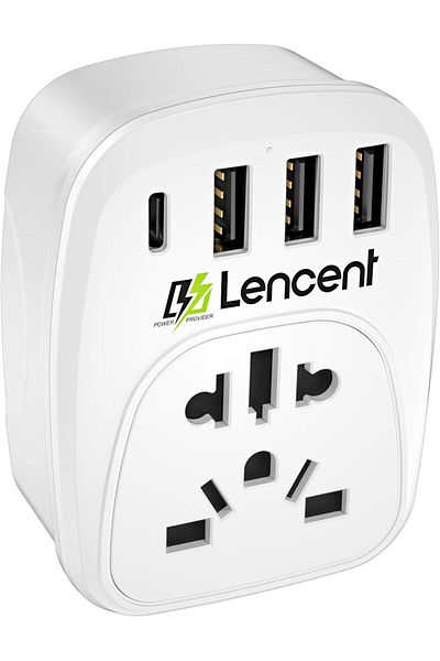 LENCENT EU/USA to UK Plug Adapter with 3 USB and 1 Type C Port, World to UK Universal Travel Adapter
