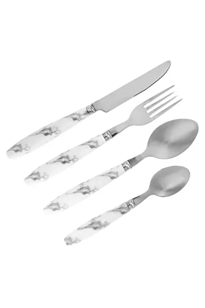 divendi-ro Cutlery set, stainless steel and marble, 12 pieces, white