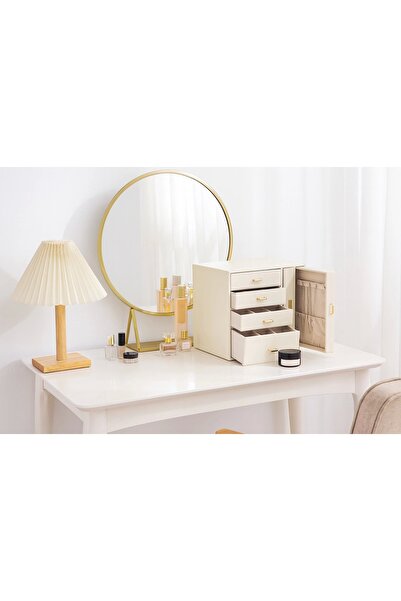 Evistro Dışı Deri İçi Kadife 6 Çekmeceli Takı Bijuteri Mücevher Kutusu Organi...