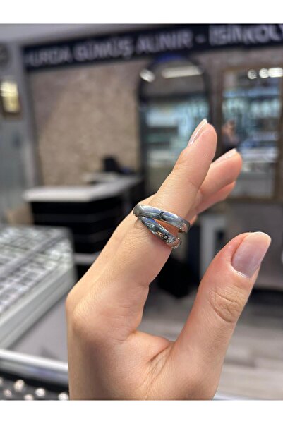 gümüşe dair 925 Ayar Gümüş Ay ve Güneş Model Ay Çizili Erkek Alyans