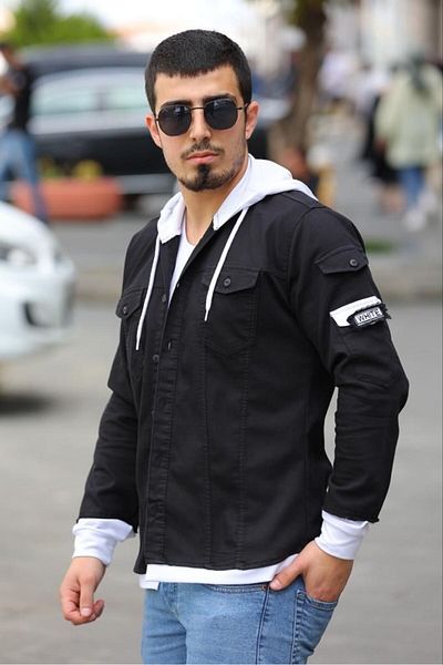 comstar Men's Slim Fit Combed Cotton Hooded Buttoned Denim Shirt
