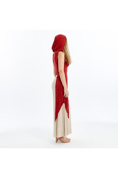 S-Ponder Women's Bohemian Cut Hooded Slit Blouse with Lace Detail