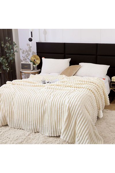 OEM Cocolino Fluffy Blanket, Double Bed, Plain, 2 Persons, 200x230cm, White