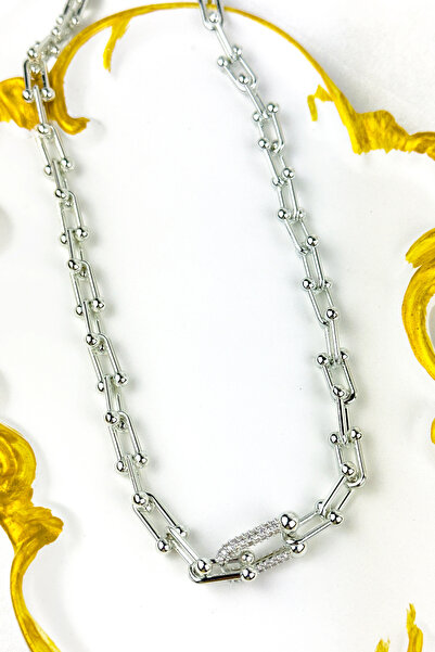 Fubena Yerli Üretim 14K Altın Kaplama 8017 İç İçe Geçmiş Ataç Ağır Zincir Kolye