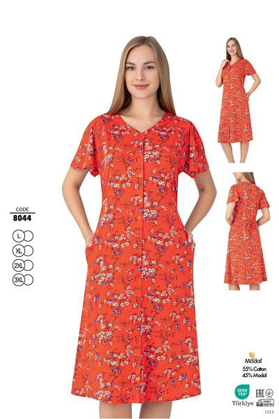 ROMEO LİFE Women's Cotton Modal Fabric Button Dress 8044