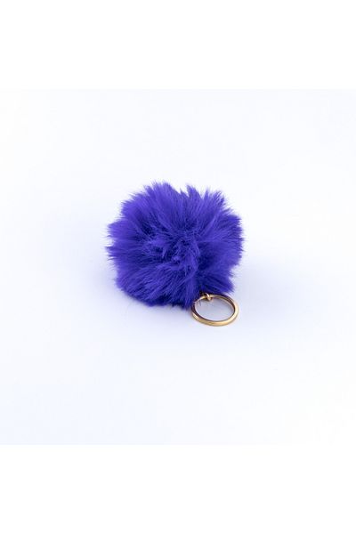 Bimotif Plush Pompon Keychain, Midnight Blue