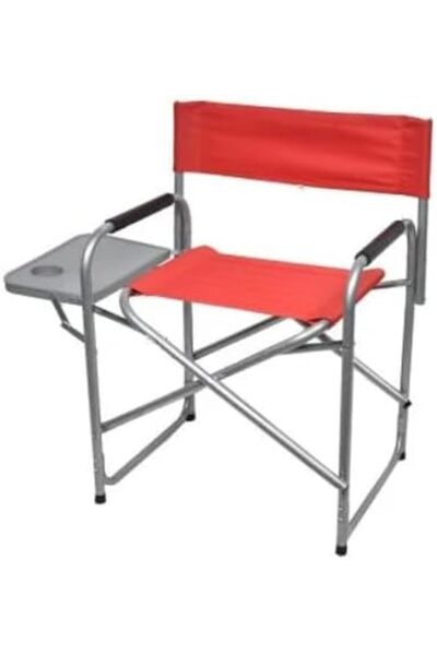 Unbranded/Generic Camping Chair with Side Table - Red, Stainless Steel