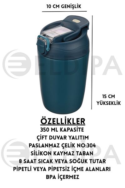 ELDİPA 350 ml – Double Wall Thermos Coffee Cup Stainless Steel Thermos Cup