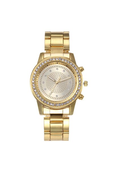 Geneva Ceas elegant de damă auriu cu brățară metalică și pietre CDGV022