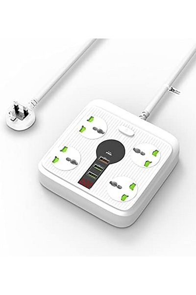 Generic Extension Cord with USB C PD Charging, 4 Universal Extension Plugs Power Extension, 1 Type C 20W, 1