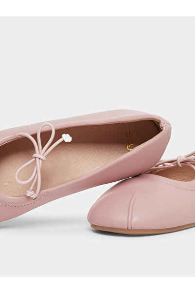 Styli Solid Slip-on Ballerinas with Bow Tie Detail