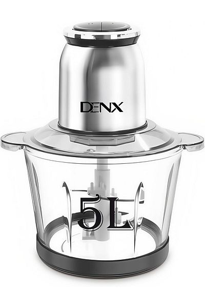 Generic DENX 500W 5 Litre Electric Glass Meat Chopper, 2 variable speed Glass, 5 Blades, Bowl Multifunctiona
