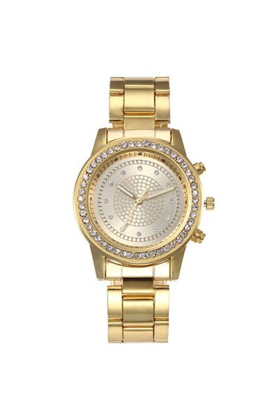 Geneva Women's Elegant Gold Watch with Metal Bracelet and Rhinestones CDGV022