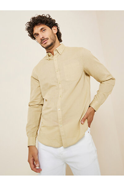 Styli Cotton Linen Relaxed Fit Button Down Collar Shirt