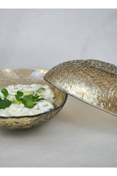 Qualitev 1 Piece Smoked Glass Boat Plate 20 cm Appetizer Presentation Plate Lustre Bowl