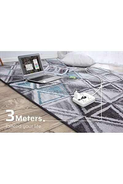 Generic Extension Cord with USB C PD Charging, 4 Universal Extension Plugs Power Extension, 1 Type C 20W, 1