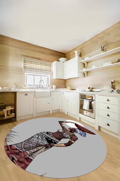 Viyana Home Dijital Baskılı Kaymaz Taban Yıkanabilir Siyahi Kadın Figürlü Yuv...