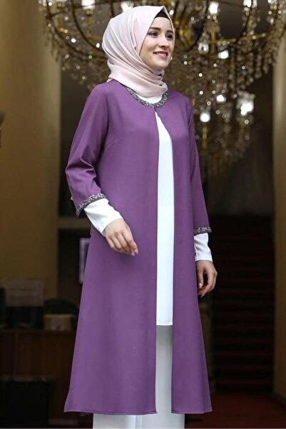 Amine Hüma Taş İşlemeli Ceket Lavanta