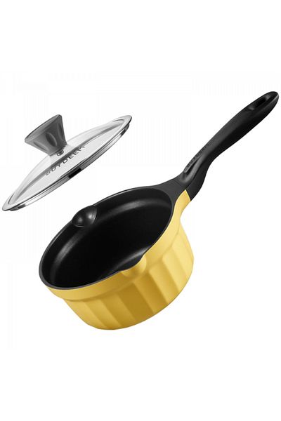 BUYDEEM Sauce pan with lid CP141-MY, 1.8 l, 18 cm, Cast aluminum (Yellow)