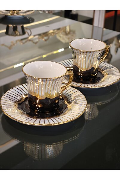 P&ORA PREMIUM KITCHEN PRODUCTS P&Ora Eldekor 2 Persons Cup Set Blackwhite