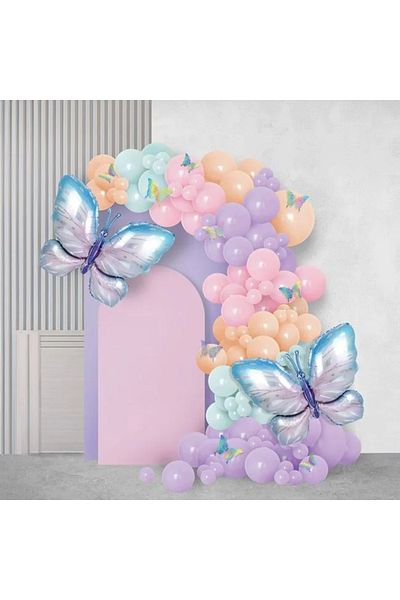 divendi-ro Decorative Party Set with Pastel Balloons, Butterflies, 140pcs