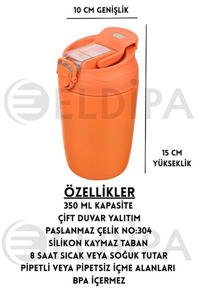 ELDİPA 350 ml – Double Wall Thermos Coffee Cup Stainless Steel Thermos Cup