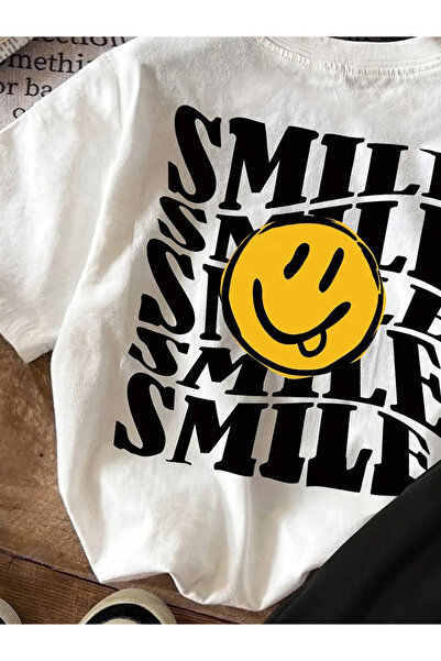Styli Boys White Emoji Smile T-Shirt and Shorts Set