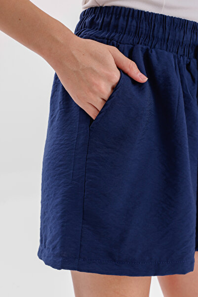 GENIUS STORE Genius Store Women's Shorts Aerobin Cotton Pocketed Non-Shrink Fabric Shorts with Elastic Waist