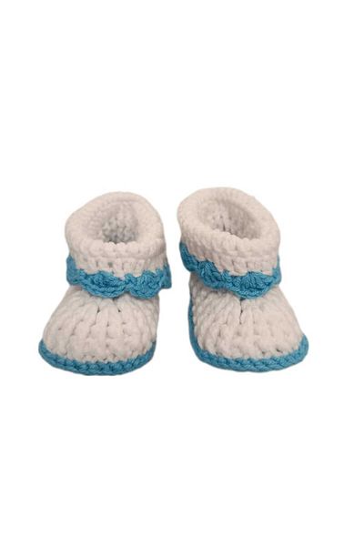 PIKKABOO - HeavenlyHugs Handmade Crochet Booties - Blue/White
