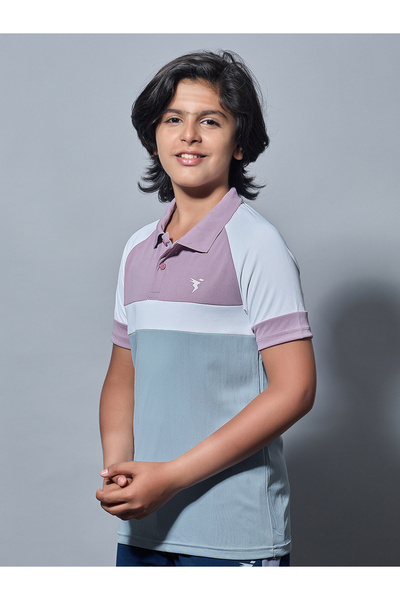 Technosport By Styli Boys Color Block Slim Fit Polo Sports T-Shirt
