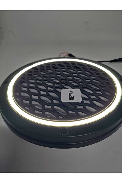 GÖKAK ELEKTRONİK Beyaz-Neon led ışıklı çift hoparlör kapağı 20 cm