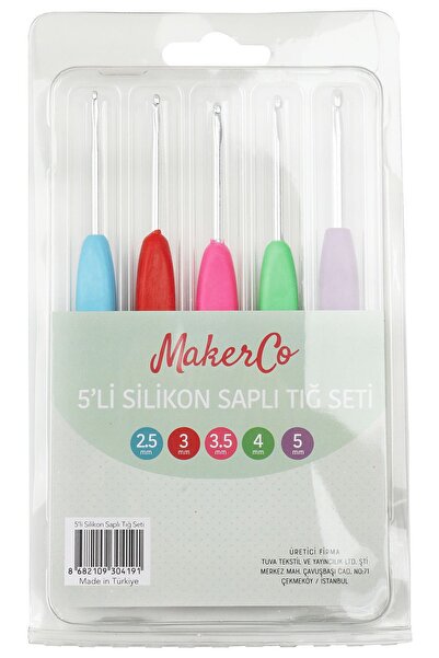 balım hobi evi مجموعة كروشيه ميكيركو مكونة من 5 قطع بمقبض سيليكون