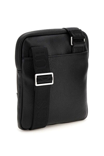 Guess Чоловіча сумка з рельєфним монограмою та хрестоподібними ременями - чорна