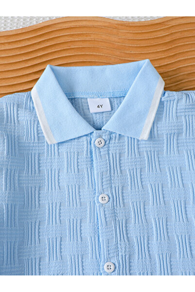 Styli Boys Textured Button Front Shirt and Shorts Set