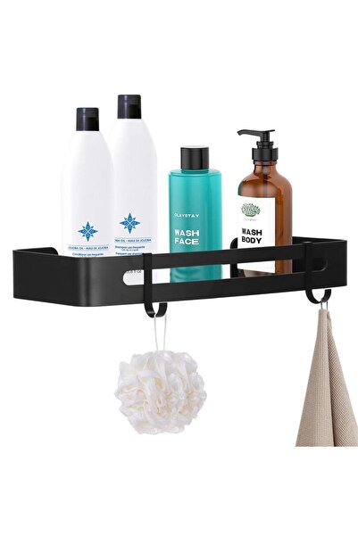 SERSIMO Raft de baie cu 2 cârlige, 2 sisteme de montare pe perete, aluminiu, ...