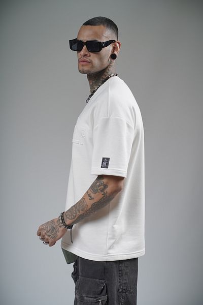 Butik Trend Biz Yourself Embossed Printed Basic Oversize Fit Men's T-Shirt