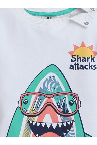 Victor and Jane By Styli Boys Cute Shark Graphic T-Shirt and Shorts Set