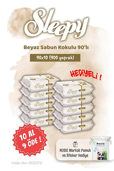 Sleepy 10 AL 9 ÖDE Beyaz Sabun Kokulu Islak Havlu 90'lı ve Rosie